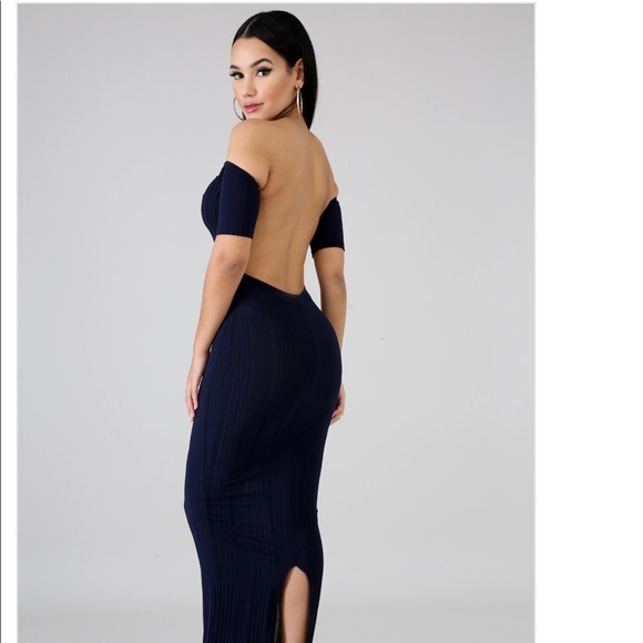 Backless Navy Dress - Picture 4 of 6